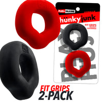 Hunkyjunk Fit Grips 2-Pack Ergo-Fit Cockrings Black/Red