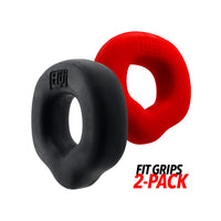 Hunkyjunk Fit Grips 2-Pack Ergo-Fit Cockrings Black/Red