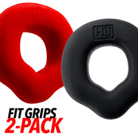 Hunkyjunk Fit Grips 2-Pack Ergo-Fit Cockrings Black/Red