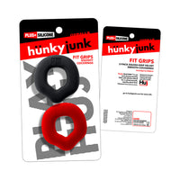 Hunkyjunk Fit Grips 2-Pack Ergo-Fit Cockrings Black/Red