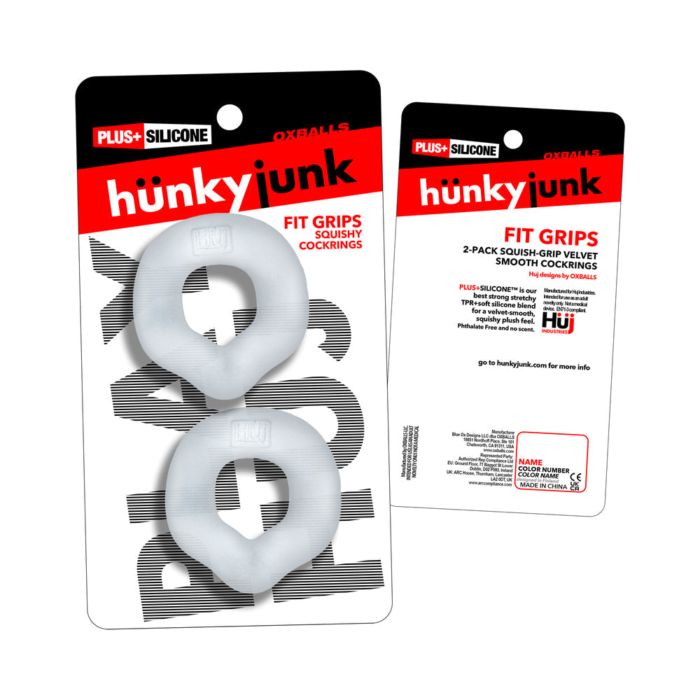 Hunkyjunk Fit Grips 2-Pack Ergo-Fit Cockrings Clear/Clear