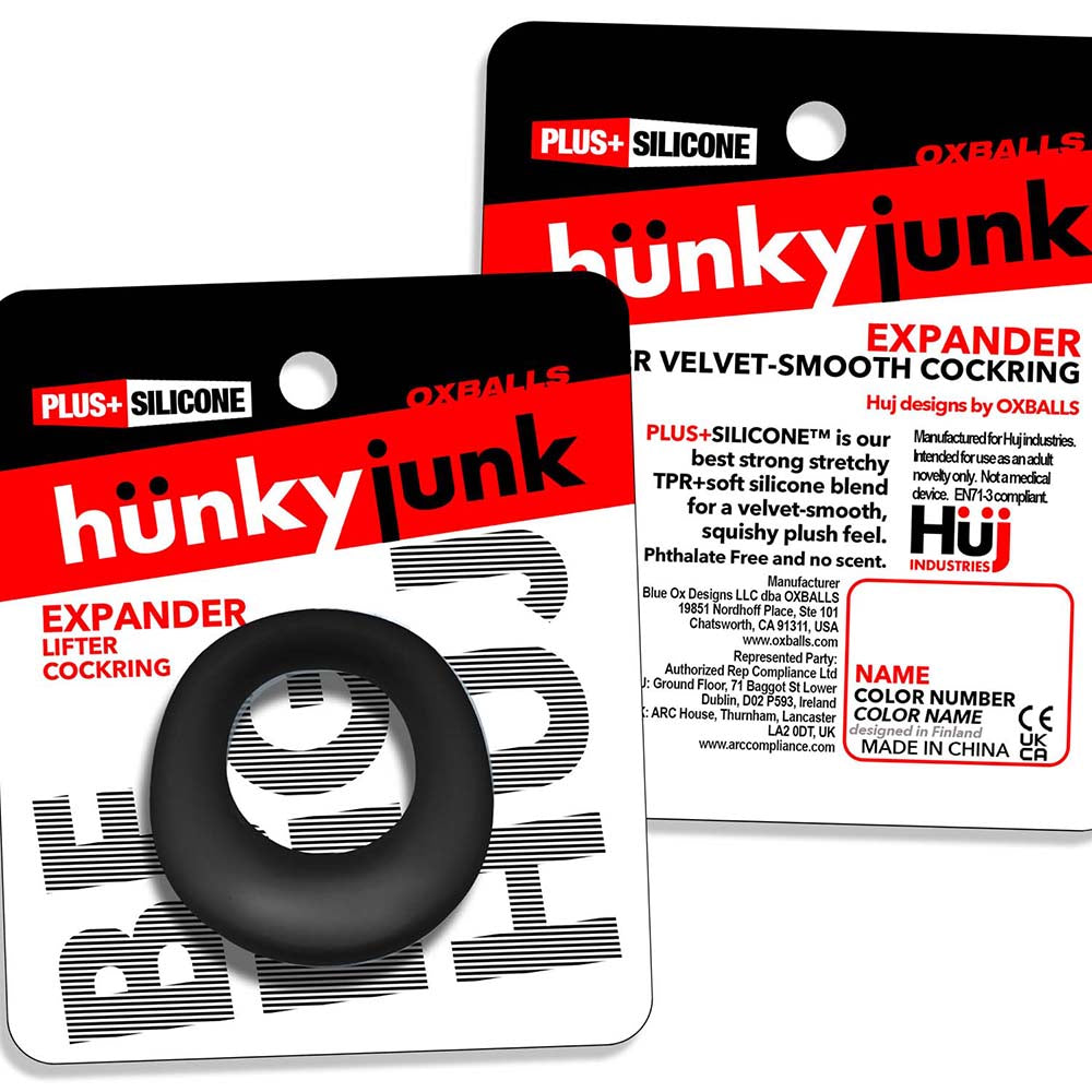 Hunkyjunk Expander Slimmer Scoop Style Cockring Black Fog