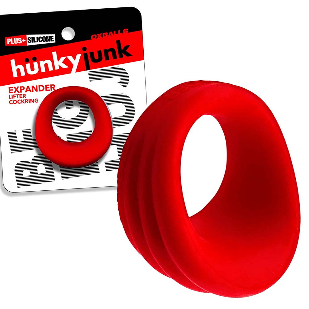 Hunkyjunk Expander Slimmer Scoop Style Cockring Red Velvet