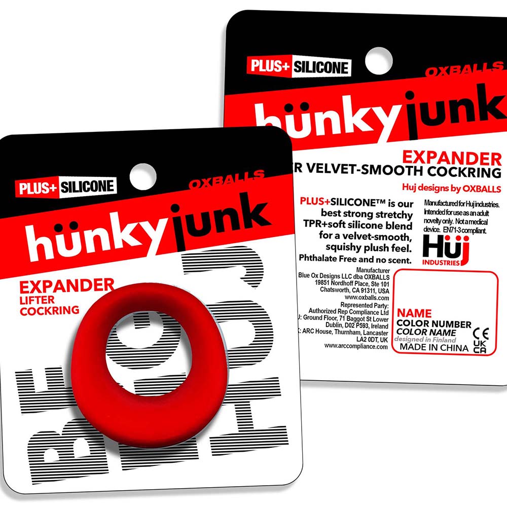 Hunkyjunk Expander Slimmer Scoop Style Cockring Red Velvet