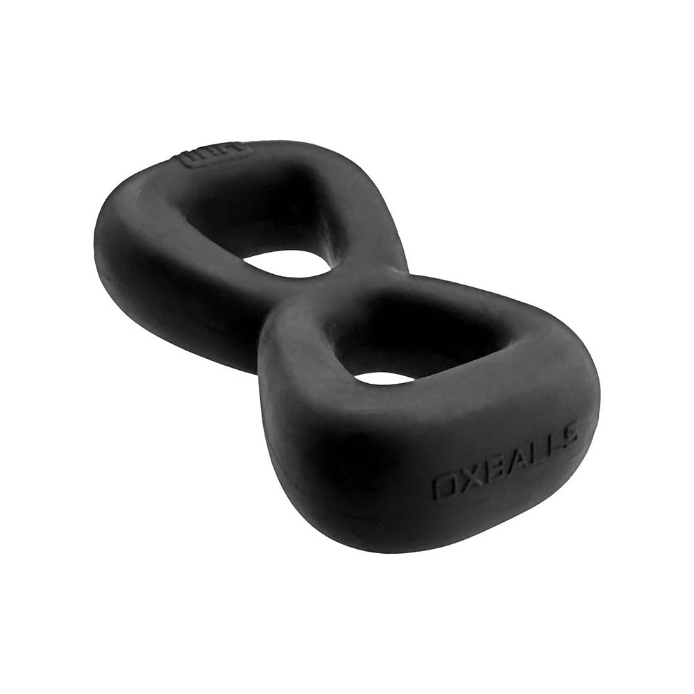 Hunkyjunk Boomerang Double-Ring Cockring & Nut-Tugger Black Fog