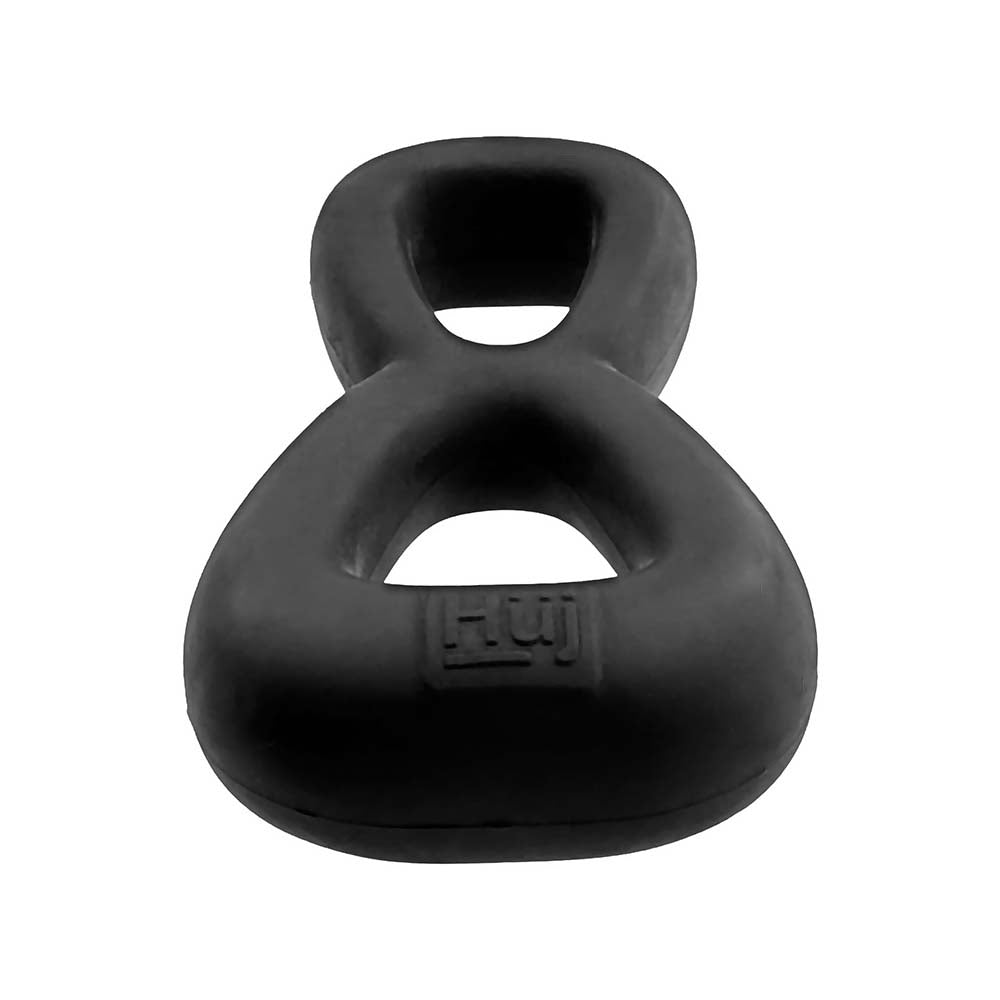 Hunkyjunk Boomerang Double-Ring Cockring & Nut-Tugger Black Fog