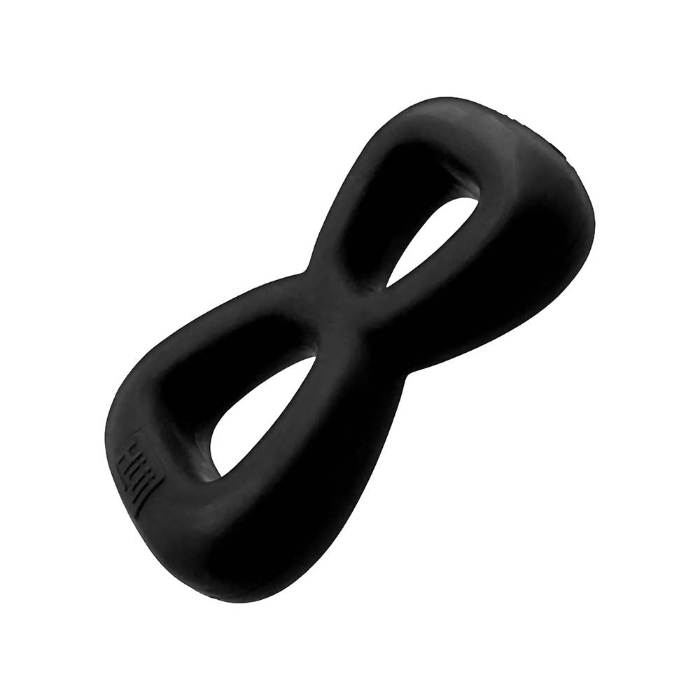 Hunkyjunk Boomerang Double-Ring Cockring & Nut-Tugger Black Fog