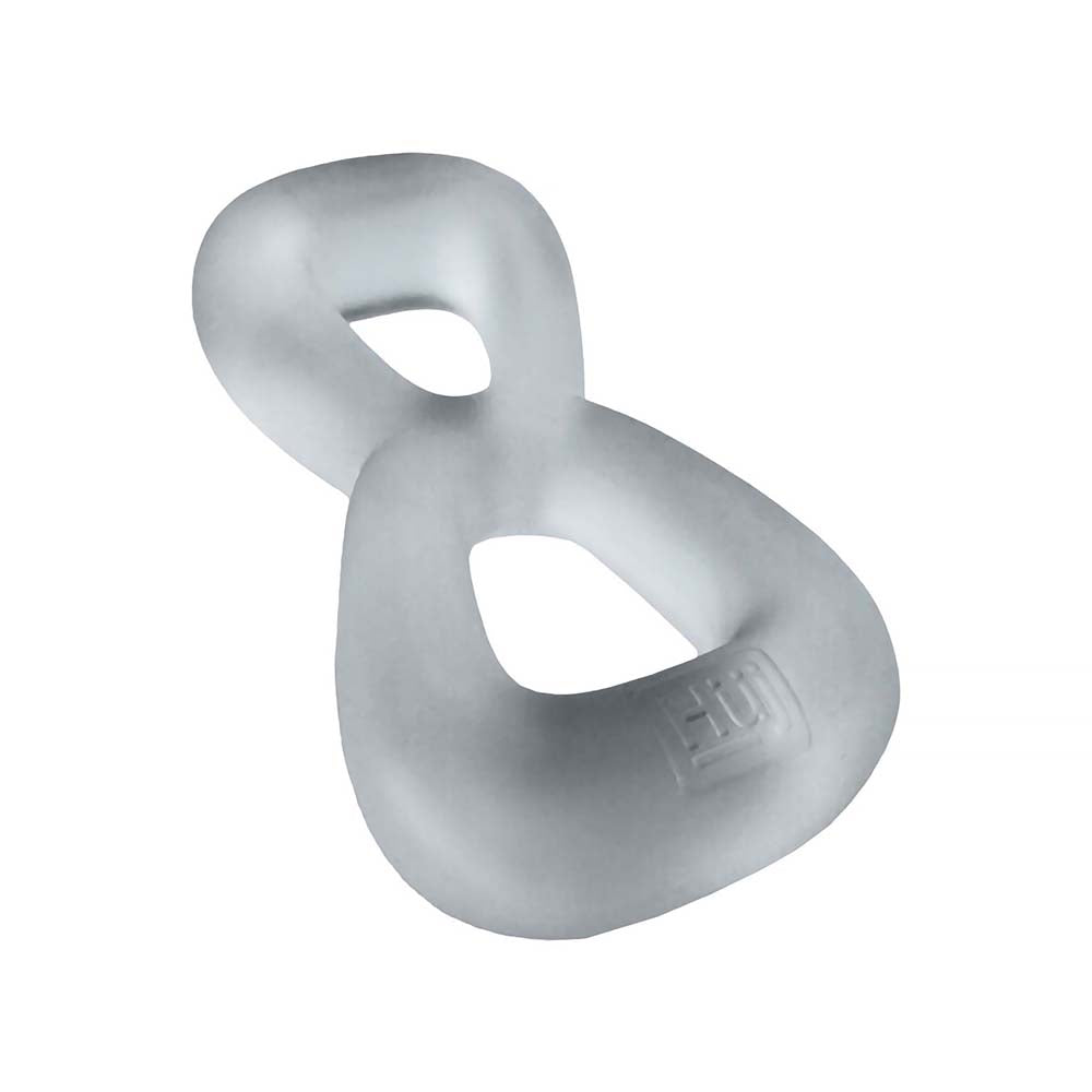 Hunkyjunk Boomerang Double-Ring Cockring & Nut-Tugger Clear Steam