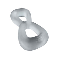 Hunkyjunk Boomerang Double-Ring Cockring & Nut-Tugger Clear Steam