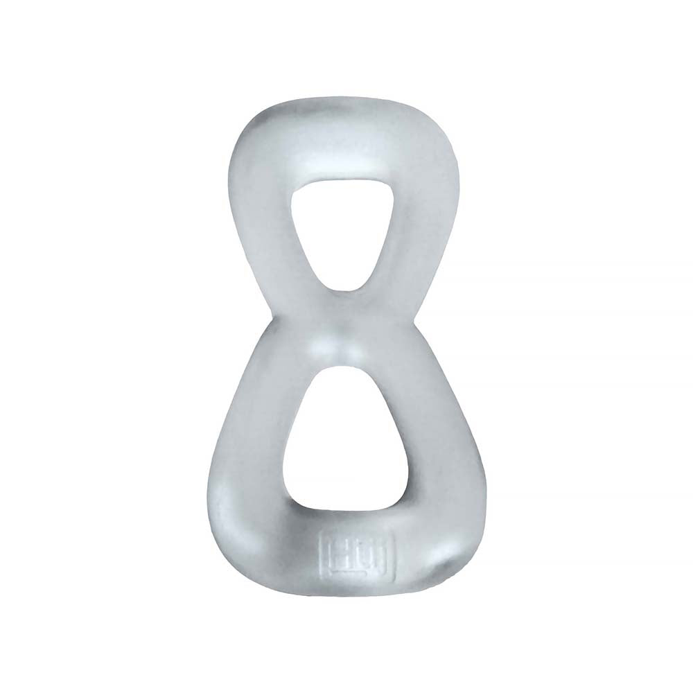 Hunkyjunk Boomerang Double-Ring Cockring & Nut-Tugger Clear Steam