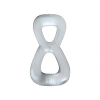 Hunkyjunk Boomerang Double-Ring Cockring & Nut-Tugger Clear Steam