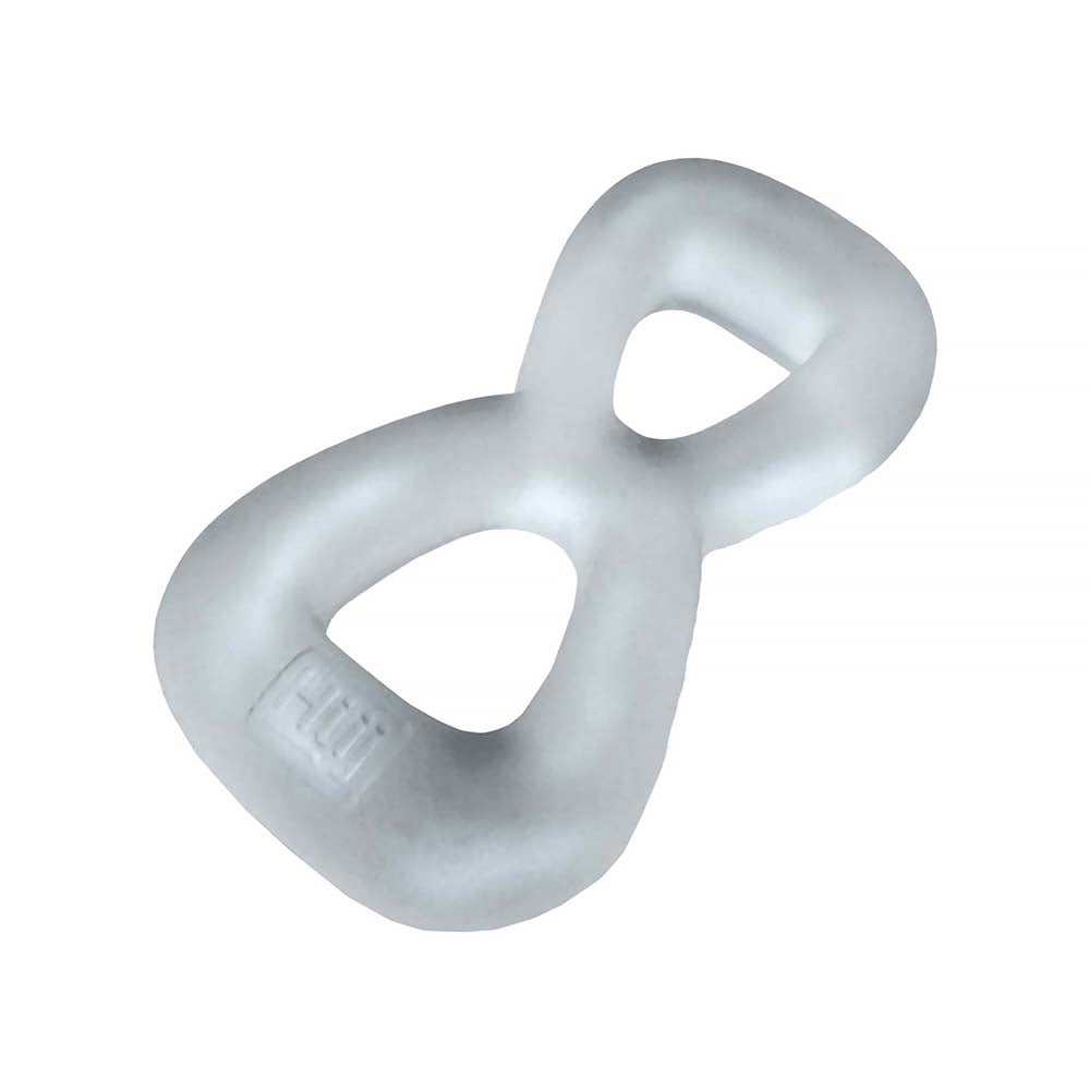 Hunkyjunk Boomerang Double-Ring Cockring & Nut-Tugger Clear Steam