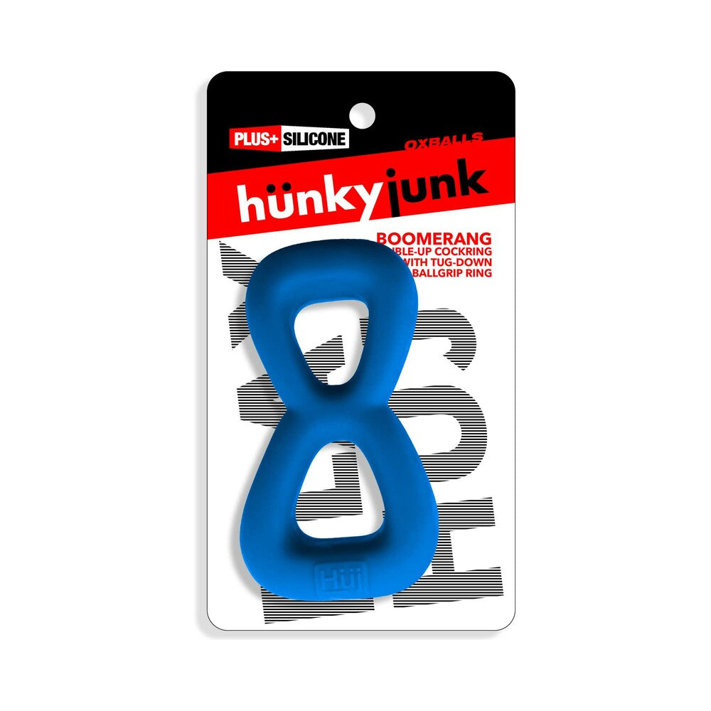 Hunkyjunk Boomerang Double-Ring Cockring & Nut-Tugger Teal Fizz
