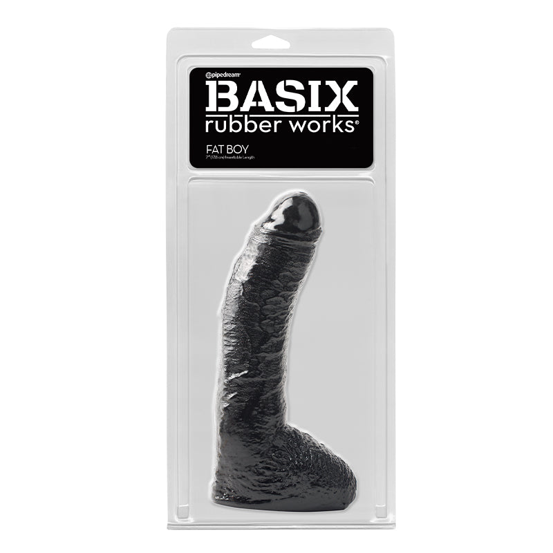 Pipedream Basix Rubber Works Fat Boy 10 in. Dildo With Balls Black