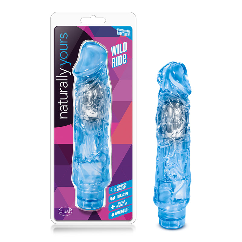 Blush Naturally Yours Wild Ride Realistic 9 in. Vibrating Dildo Blue