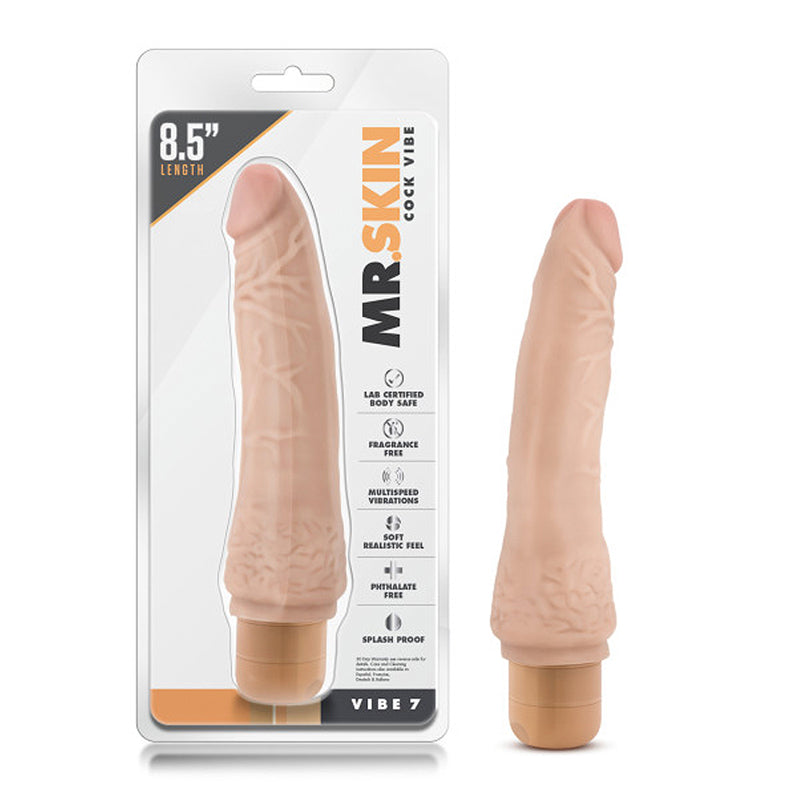 Blush Dr. Skin Vibe 7 Realistic 8.5 in. Vibrating Dildo Beige