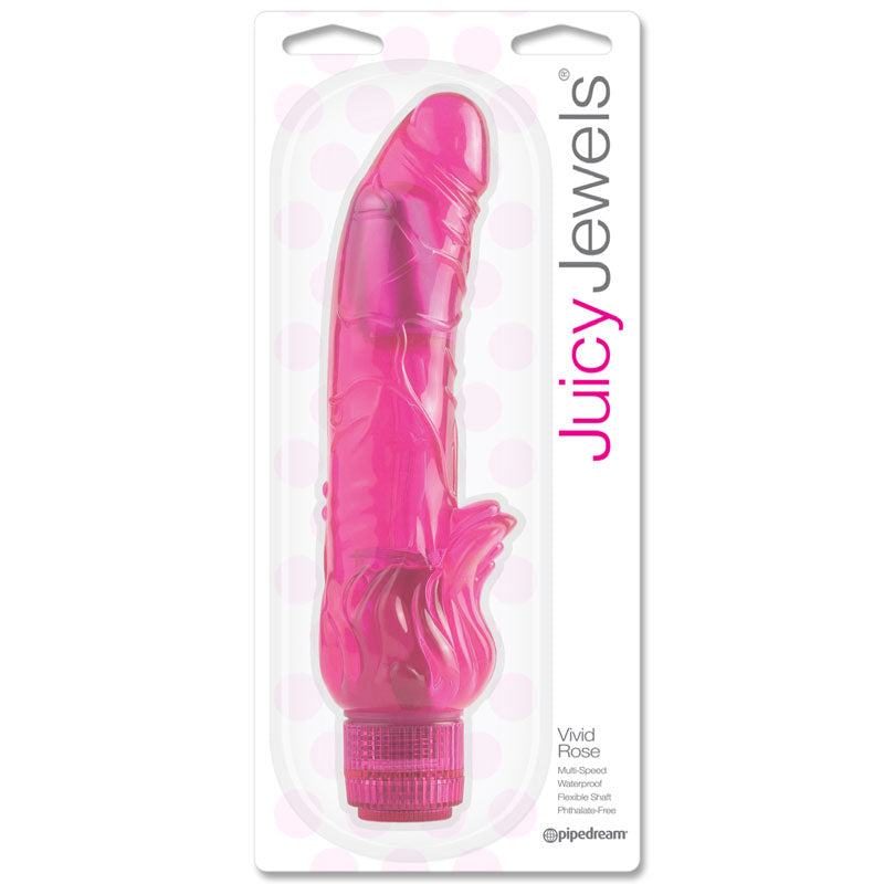 Pipedream Juicy Jewels Vivid Rose Flexible Curved Semi-Realistic Vibrator Pink