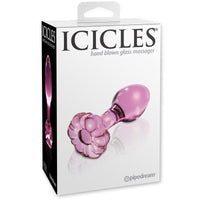 Pipedream Icicles No. 48 Glass 3.5 in. Anal Plug With Flower Base Pink