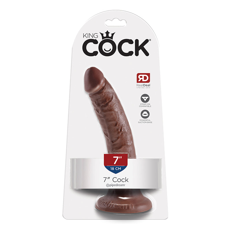 Pipedream King Cock 7 in. Cock Realistic Dildo With Suction Cup Brown