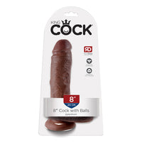 Pipedream King Cock 8 in. Cock With Balls Realistic Suction Cup Dildo Brown