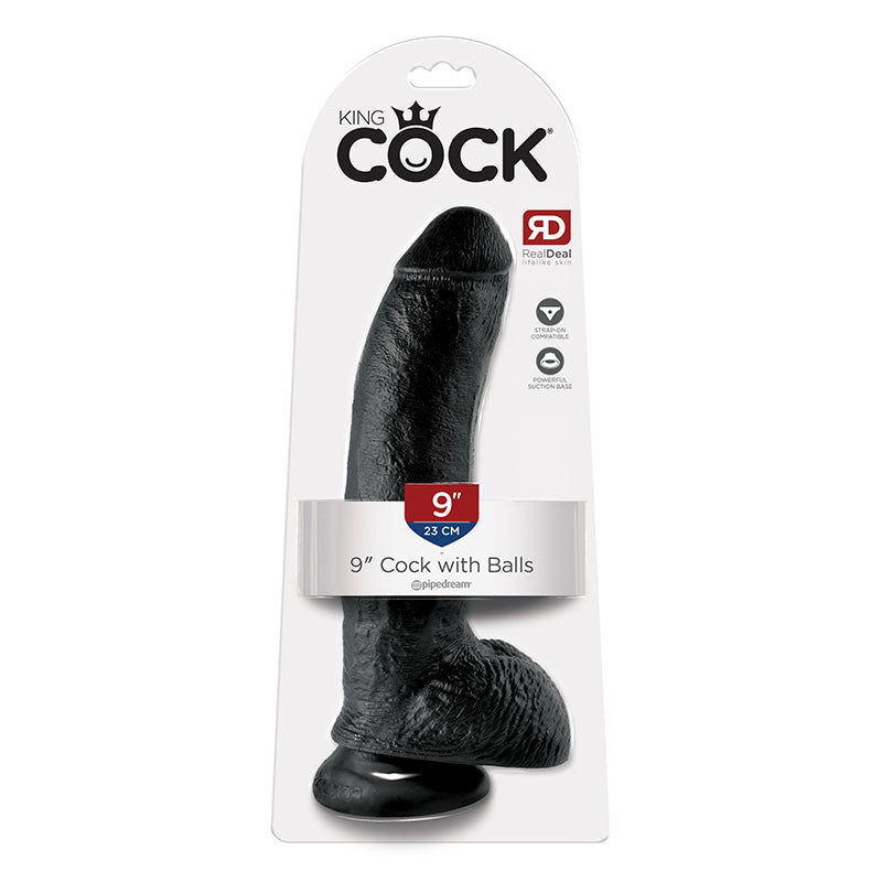 Pipedream King Cock 9 in. Cock With Balls Realistic Suction Cup Dildo Black