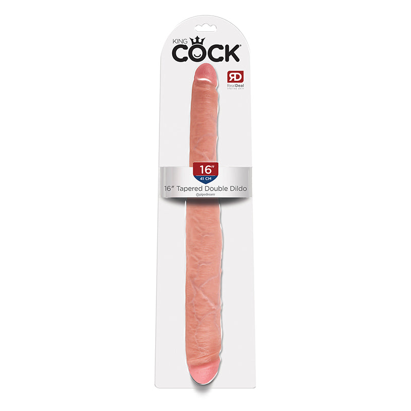 Pipedream King Cock 16 in. Tapered Double Dildo Realistic Beige