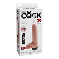 Pipedream King Cock 8 in. Squirting Cock With Balls Realistic Dildo Beige