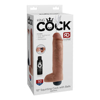 Pipedream King Cock 10 in. Squirting Cock With Balls Realistic Dildo Beige