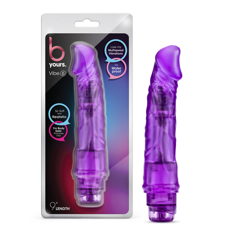 Blush B Yours Vibe 6 Realistic 9.25 in. Vibrating Dildo Purple