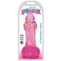 Curve Toys Lollicock Slim Stick 6 in. Dildo with Balls & Suction Cup Cherry Ice