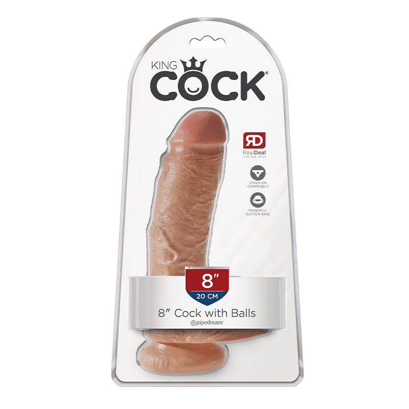 Pipedream King Cock 8 in. Cock With Balls Realistic Suction Cup Dildo Tan