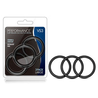 Blush Performance VS3 Pure Premium Silicone Cockrings 3-Pack Large Black