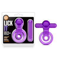 Blush Play with Me Lick It Vibrating Double Strap Cockring Purple