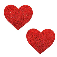 Neva Nude Pasty Hearts Glitter Red