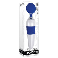 Evolved On The Dot Rechargeable Silicone Flexible Head Wand Vibrator Blue/White