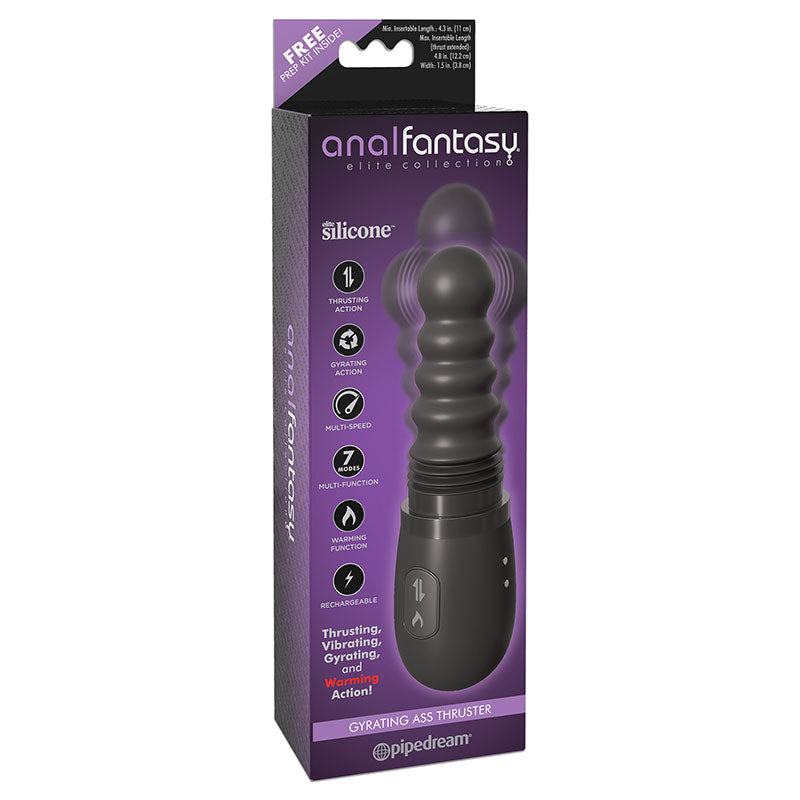 Pipedream Anal Fantasy Elite Collection Gyrating Ass Thruster Rechargeable Warming Silicone Vibrator Black