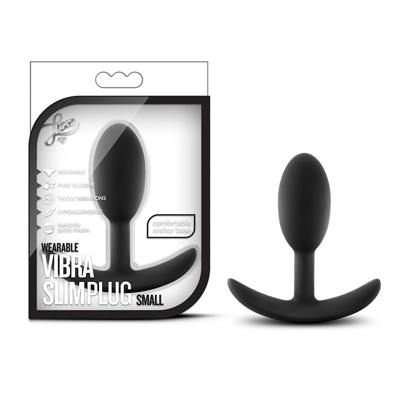 Blush Luxe Wearable Vibra Slim Plug Small Black