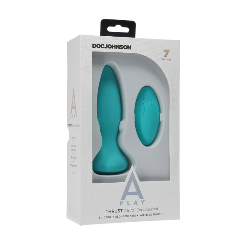 A-Play Thrust Experienced Rechargeable Silicone Anal Plug with Remote Teal