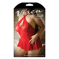 Fantasy Lingerie Vixen Hot Blooded Lace Dress & G-String Queen Size