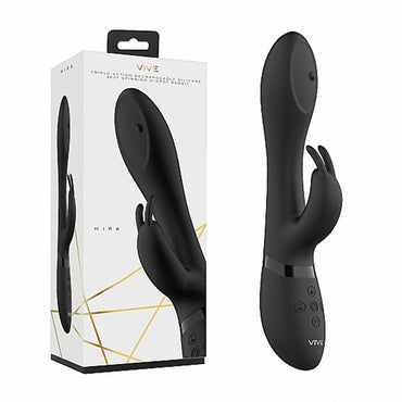 VIVE MIRA Rechargeable 360∞ Spinning Silicone Rabbit Vibrator Black