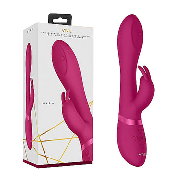 VIVE MIRA Rechargeable 360∞ Spinning Silicone Rabbit Vibrator Pink