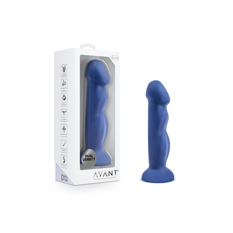 Blush Avant D12 Suko 8 in. Dual Density Silicone Dildo with Suction Cup Indigo