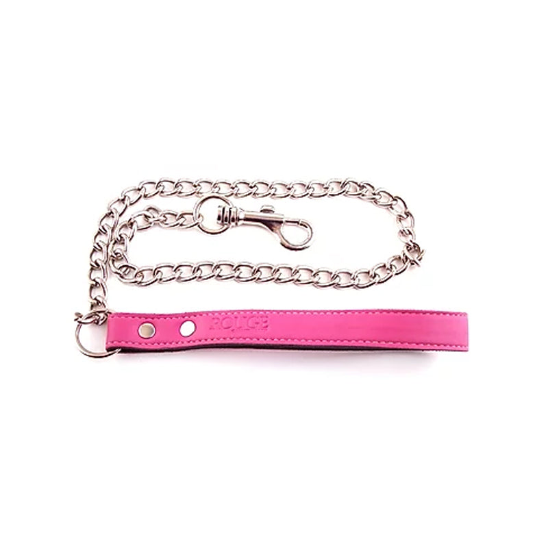 Leather Lead with Chain - PINK