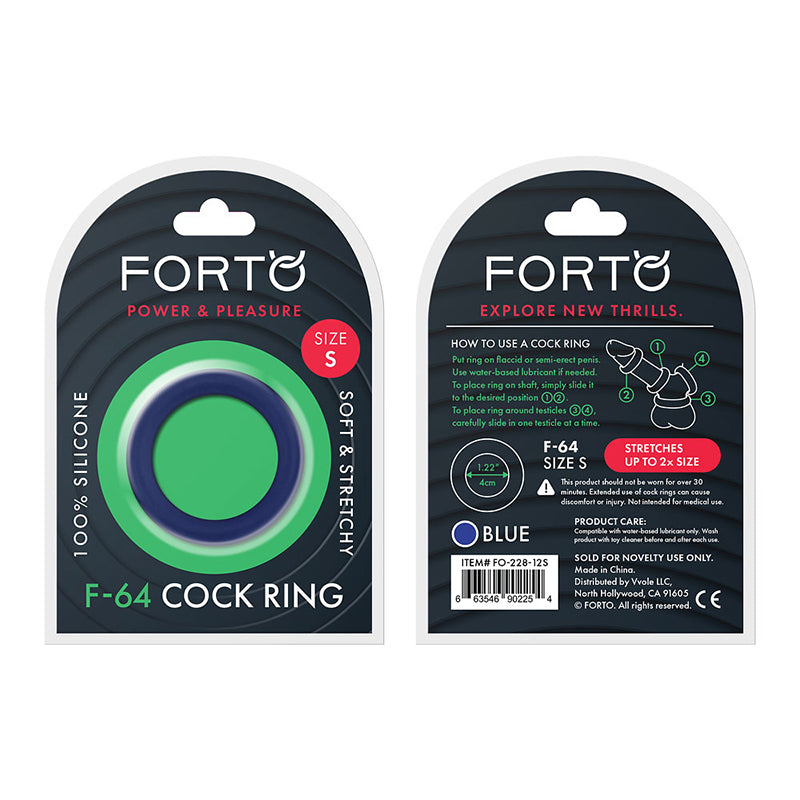 Forto F-64 Wide Liquid Silicone Cockring Small Blue