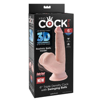 Pipedream King Cock Plus 6 in. Triple Density Cock With Swinging Balls Realistic Suction Cup Dildo Beige