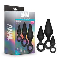 Blush Anal Adventures Platinum Silicone 3-Piece Loop Plug Kit Black