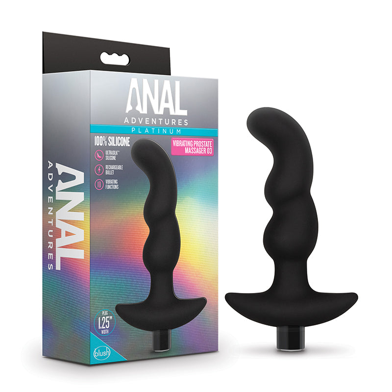 Blush Anal Adventures Platinum Silicone Rechargeable Vibrating Prostate Massager 03 Black