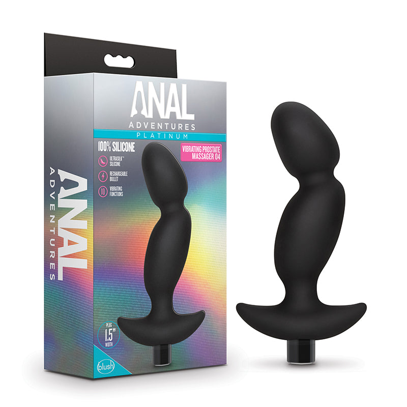 Blush Anal Adventures†Platinum Silicone Rechargeable Vibrating Prostate Massager 04 Black