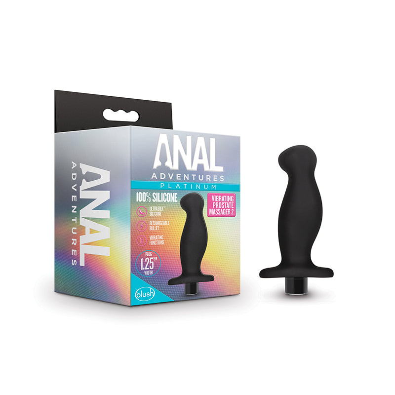 Blush Anal Adventures†Platinum Silicone Rechargeable Vibrating Prostate Massager 02 Black