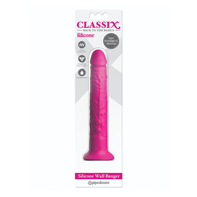 Pipedream Classix Silicone Wall Banger Realistic Vibrating Dildo With Suction Cup Pink